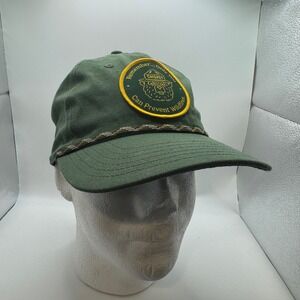Smokey Bear OSFA Baseball Cap Unisex Green Prevent Wildfires Patch Rope Hat